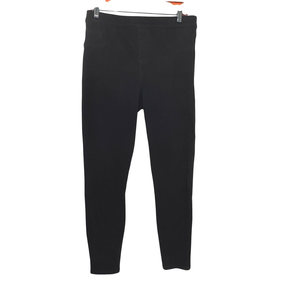 Spanx Jean-ish Leggings Black High Waisted Twill Pull On Pants Womens Large‎ L